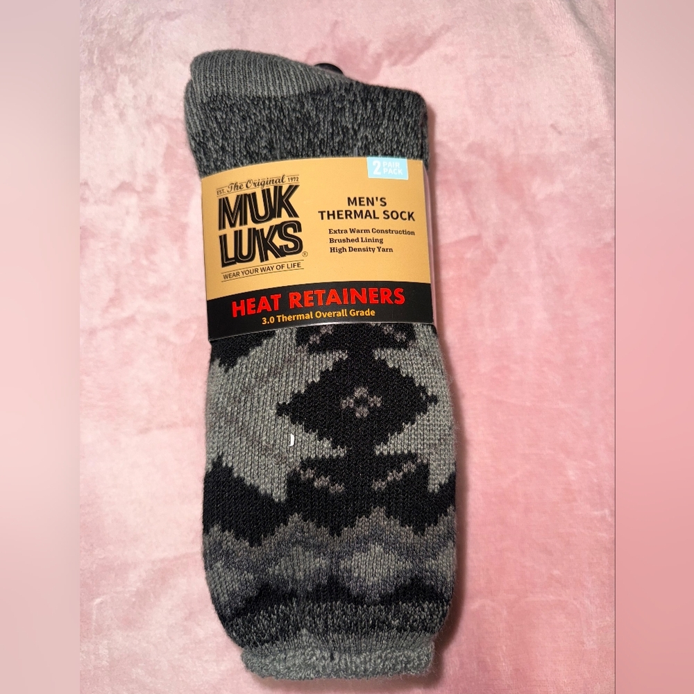 NWT Muk Luks Men's Thermal Socks - Gray. Size 10 - 13